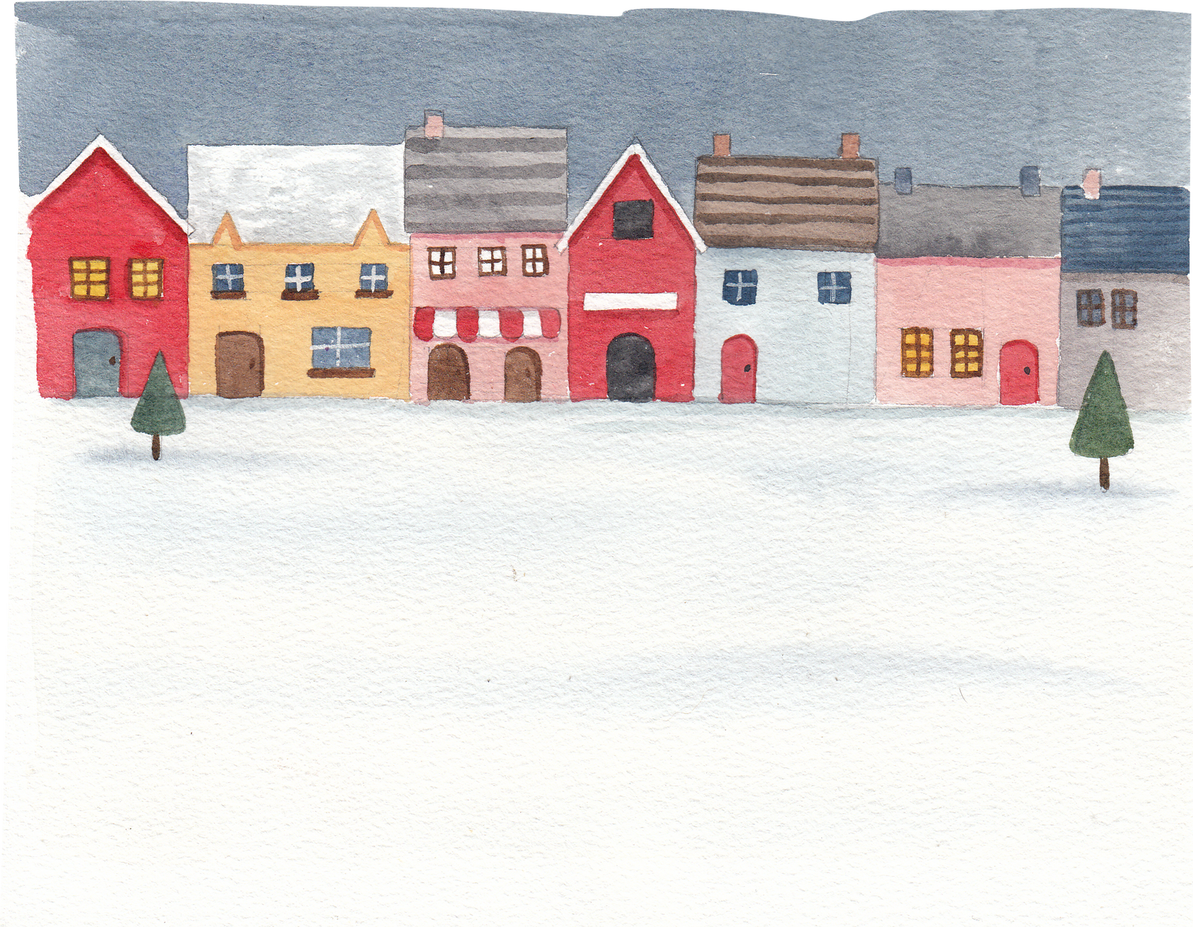 Winter Houses Illustration